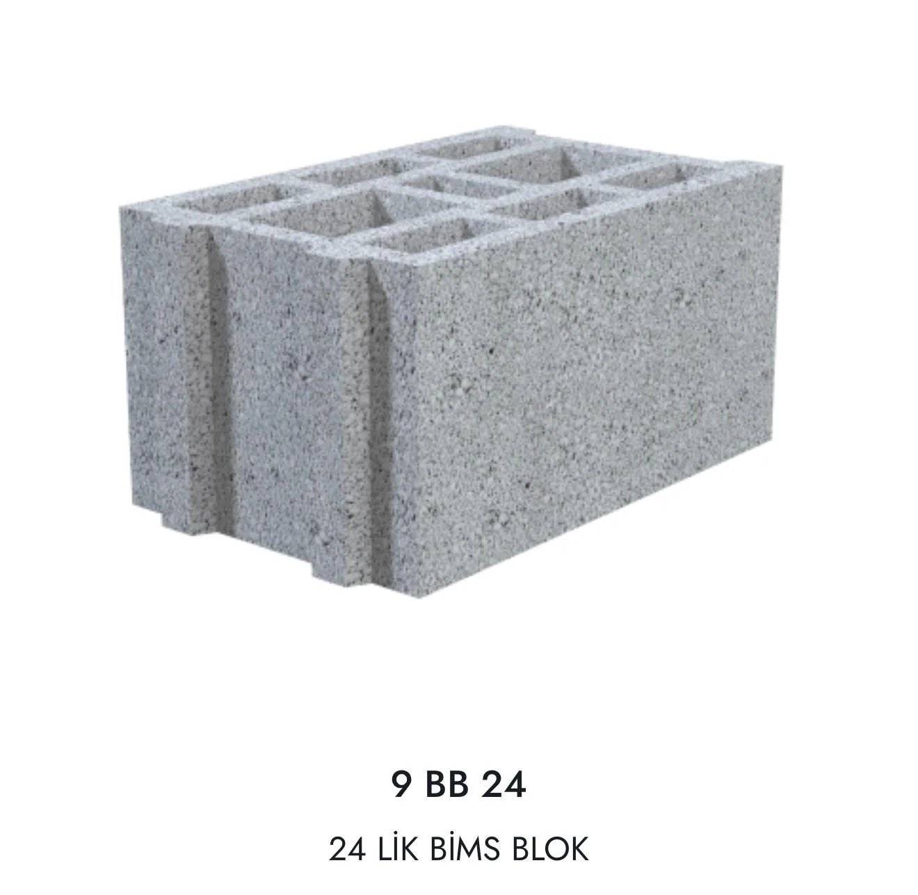 9 BB 24 kodlu 24’lük boşluklu bims blok